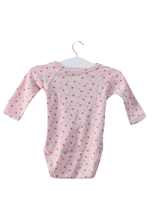 A Pink Long Sleeve Bodysuits from Petit Bateau in size 0-3M for girl. (Back View)