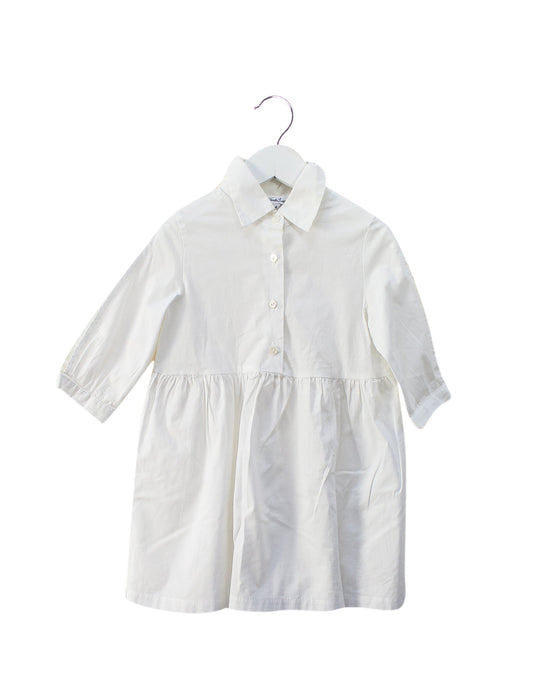 A White Long Sleeve Dresses from Piccola Ludo in size 4T for girl. (Front View)