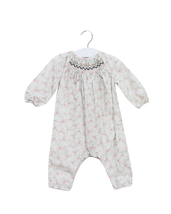 A Pink Long Sleeve Jumpsuits from Les Enfantines in size 3-6M for girl. (Front View)