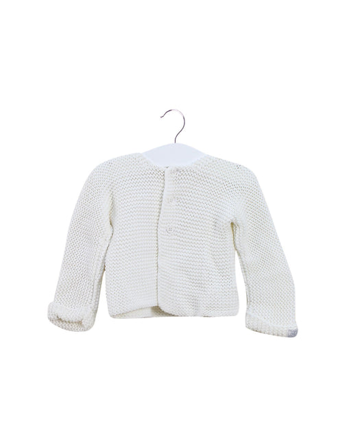 A White Cardigans from Petit Bateau in size 6-12M for girl. (Front View)