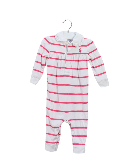 A Pink Long Sleeve Jumpsuits from Ralph Lauren in size 3-6M for girl. (Front View)