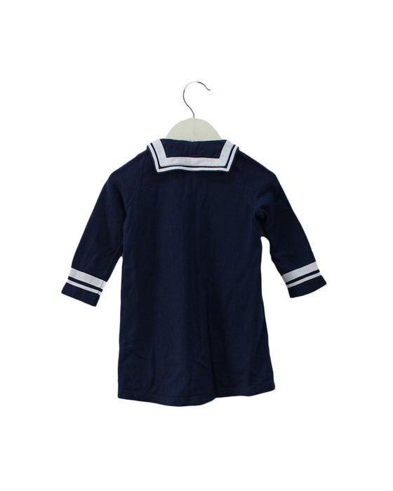 A Navy Long Sleeve Dresses from Petit Bateau in size 12-18M for girl. (Back View)