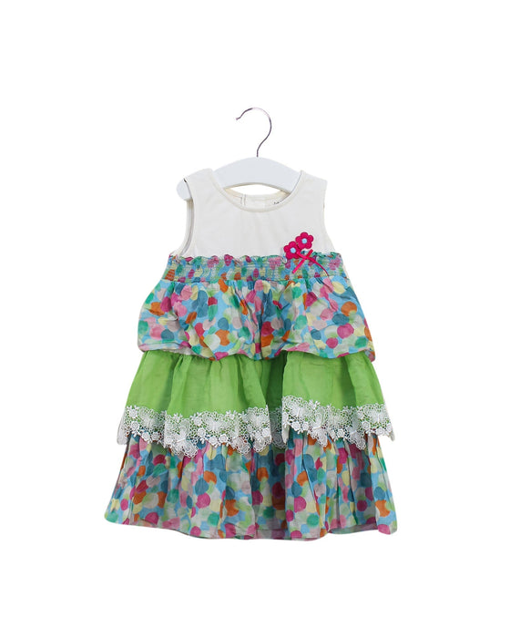 A Multicolour Sleeveless Dresses from Kingkow in size 4T for girl. (Front View)