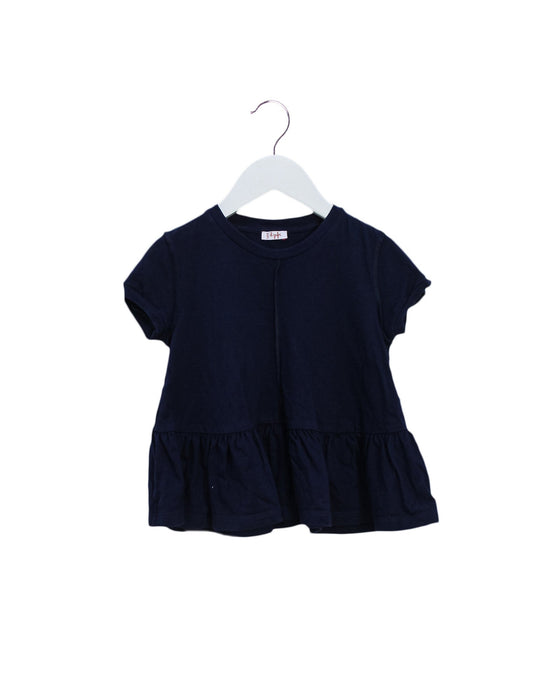 A Navy Short Sleeve Tops from Il Gufo in size 5T for girl. (Front View)