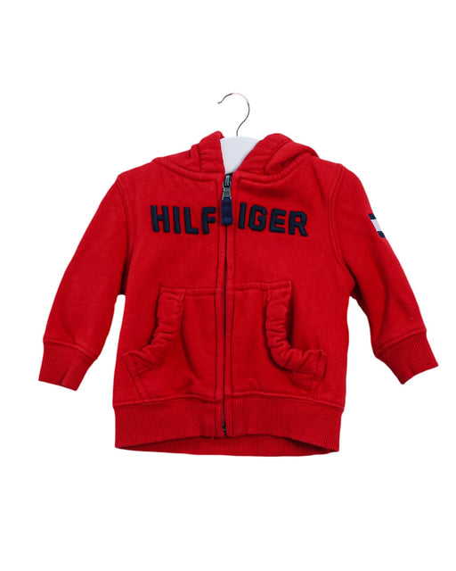 A Red Zippered Sweatshirts from Tommy Hilfiger in size 6-12M for boy. (Front View)