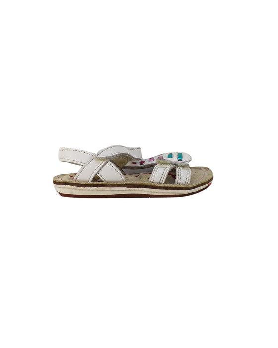 A Ivory Sandals from Clarks in size 3T for girl. (Back View)