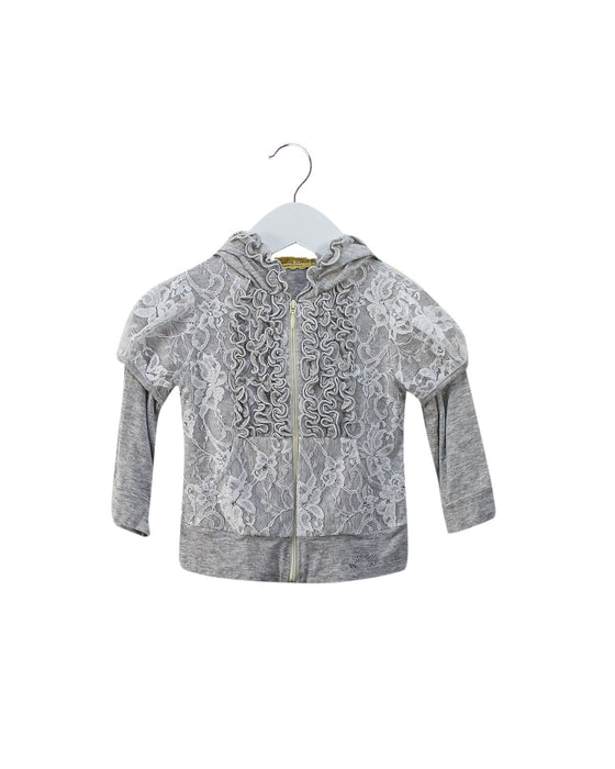 A Grey Zippered Sweatshirts from Ladia in size 6-12M for girl. (Front View)