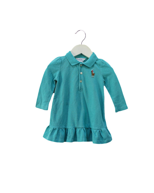 A Blue Long Sleeve Dresses from Ralph Lauren in size 3-6M for girl. (Front View)