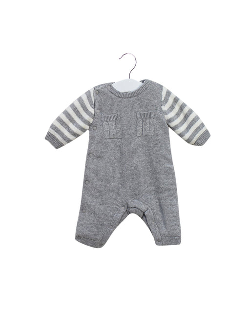 A Grey Long Sleeve Jumpsuits from Chickeeduck in size 0-3M for boy. (Front View)