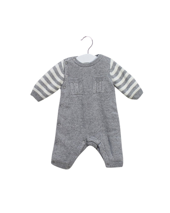 A Grey Long Sleeve Jumpsuits from Chickeeduck in size 0-3M for boy. (Front View)