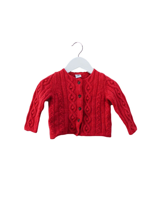A Red Cardigans from Petit Bateau in size 6-12M for girl. (Front View)