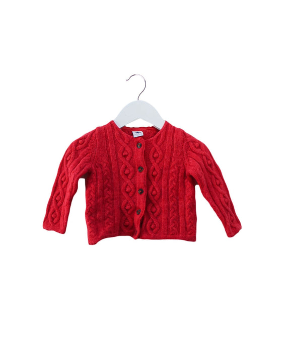 A Red Cardigans from Petit Bateau in size 6-12M for girl. (Front View)