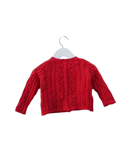 A Red Cardigans from Petit Bateau in size 6-12M for girl. (Back View)