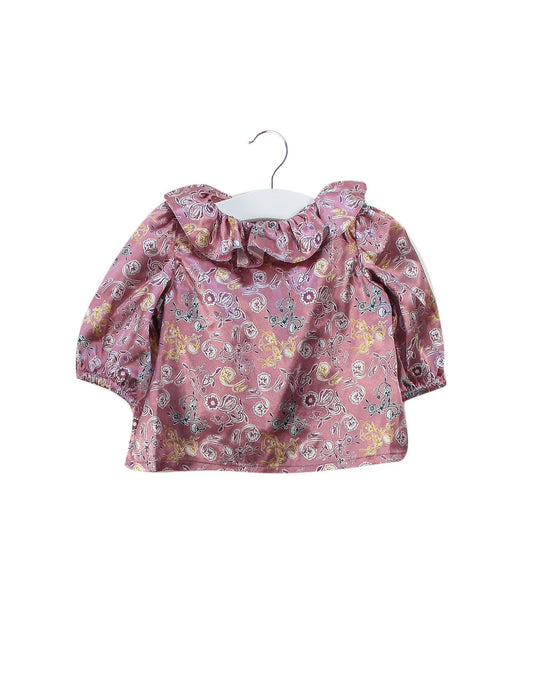 A Pink Long Sleeve Tops from Velveteen in size 0-3M for girl. (Front View)