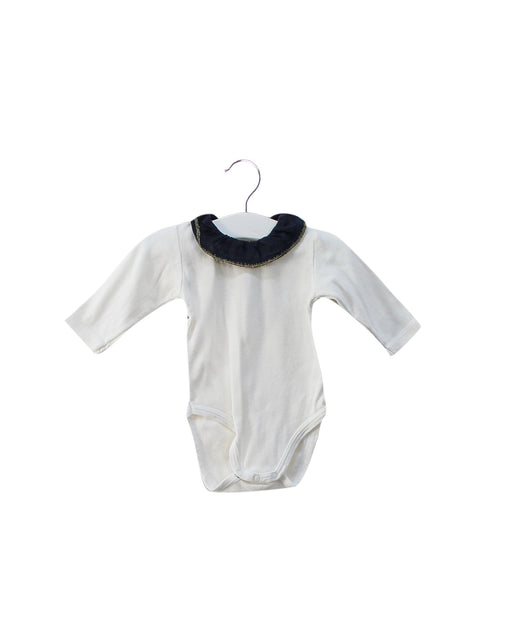 A White Long Sleeve Bodysuits from Petit Bateau in size 0-3M for girl. (Front View)