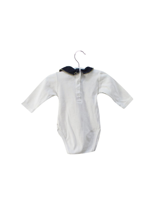 A White Long Sleeve Bodysuits from Petit Bateau in size 0-3M for girl. (Back View)