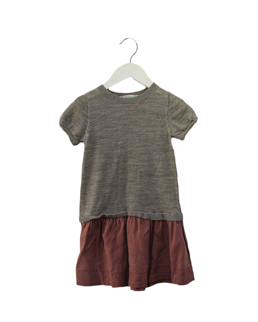 A Brown Short Sleeve Dresses from Bonpoint in size 4T for girl. (Front View)
