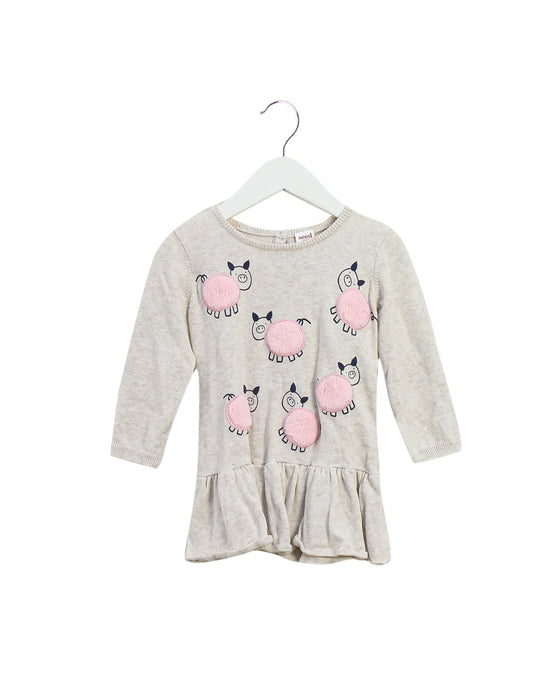 A Beige Long Sleeve Dresses from Seed in size 12-18M for girl. (Front View)