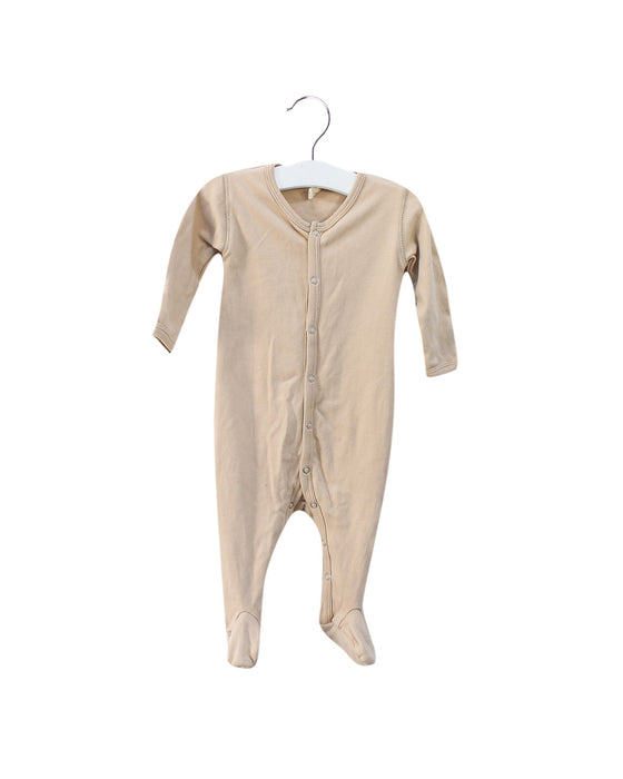 A Taupe Long Sleeve Jumpsuits from Quincy Mae in size 3-6M for girl. (Front View)