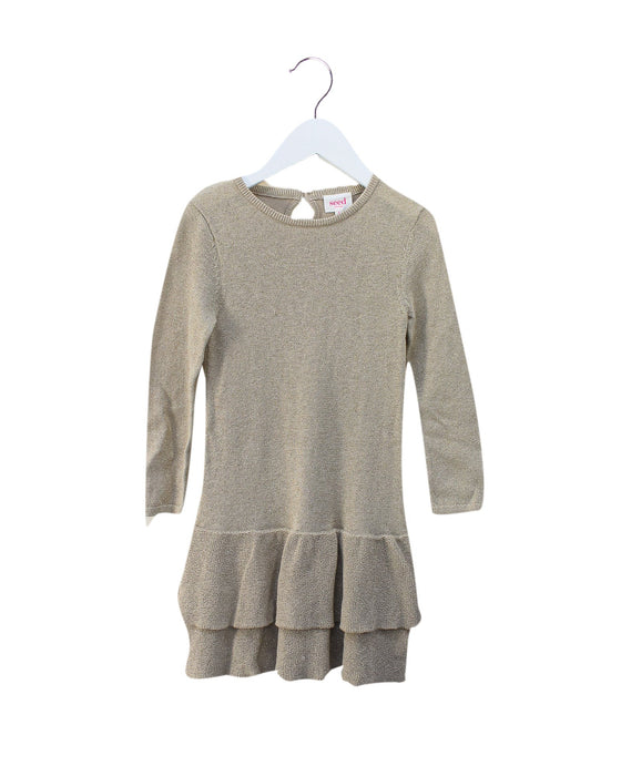 A Gold Long Sleeve Dresses from Seed in size 4T for girl. (Front View)