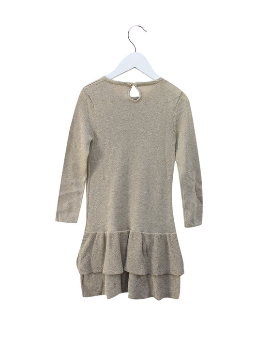 A Gold Long Sleeve Dresses from Seed in size 4T for girl. (Back View)