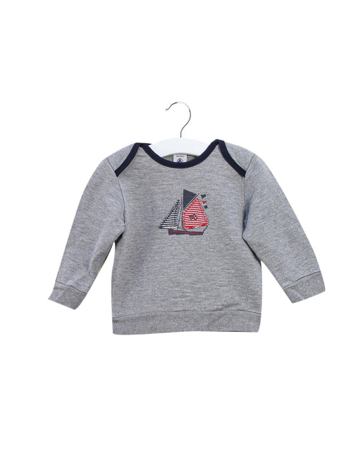 A Grey Crewneck Sweatshirts from Petit Bateau in size 6-12M for boy. (Front View)