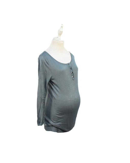 A Teal Long Sleeve Tops from Seraphine in size M for maternity. (Front View)