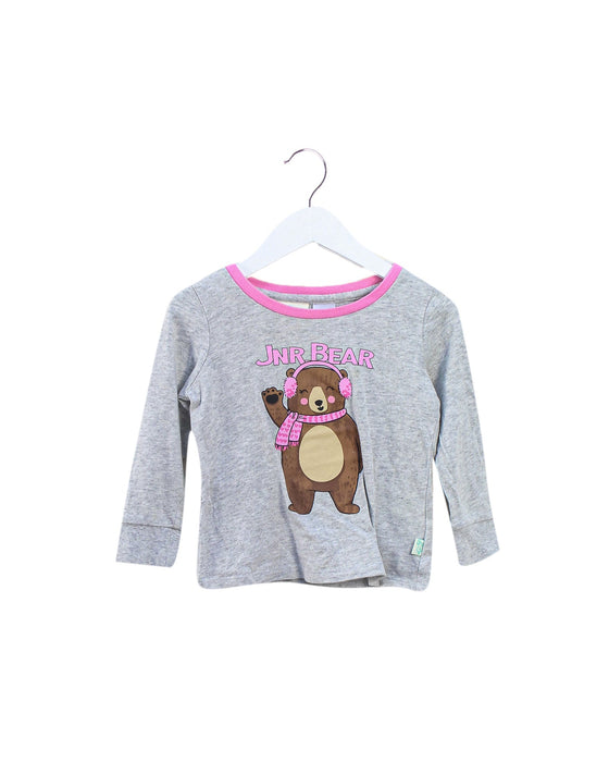 A Grey Long Sleeve Tops from Peter Alexander in size 2T for girl. (Front View)