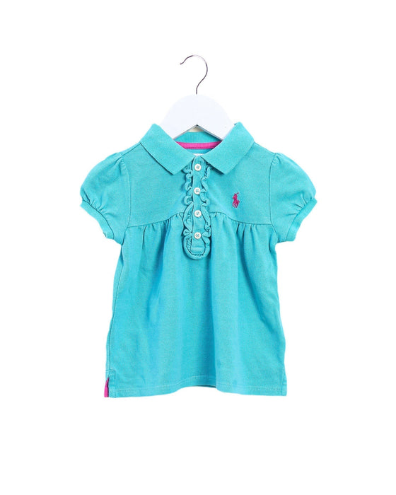 A Blue Short Sleeve Polos from Ralph Lauren in size 6-12M for girl. (Front View)