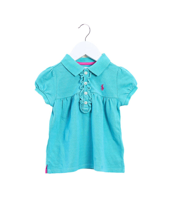 A Blue Short Sleeve Polos from Ralph Lauren in size 6-12M for girl. (Front View)