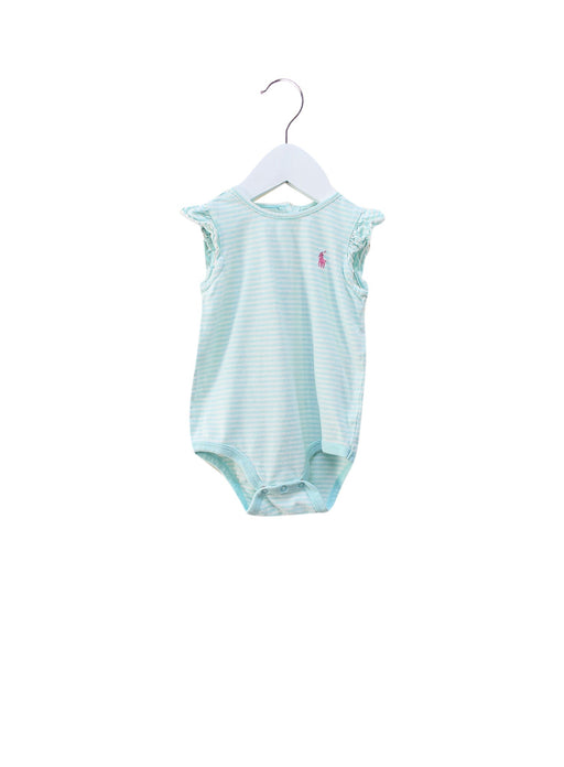 A Blue Sleeveless Bodysuits from Ralph Lauren in size 3-6M for girl. (Front View)
