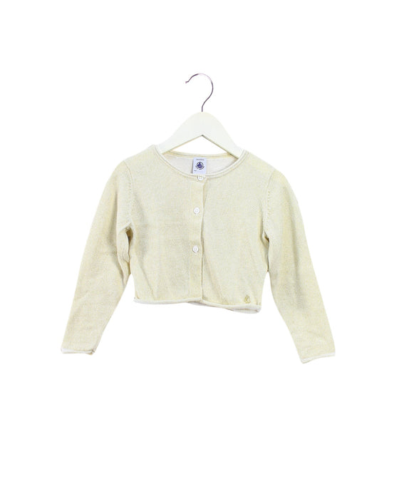 A Gold Cardigans from Petit Bateau in size 3T for girl. (Front View)