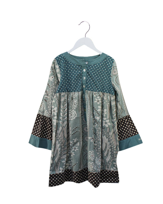 A Green Long Sleeve Dresses from Lili Gaufrette in size 8Y for girl. (Front View)