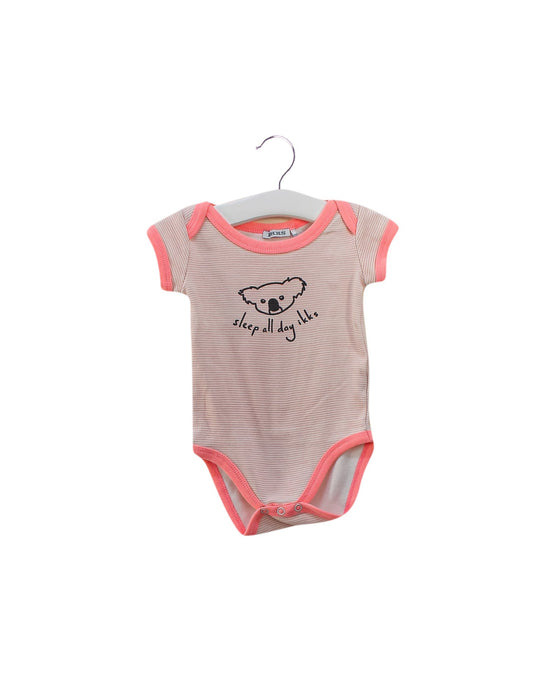 A Pink Short Sleeve Bodysuits from IKKS in size 6-12M for girl. (Front View)