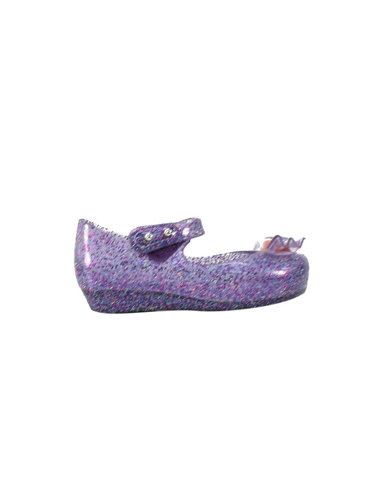 A Purple Flats from Mini Melissa in size 18-24M for girl. (Back View)