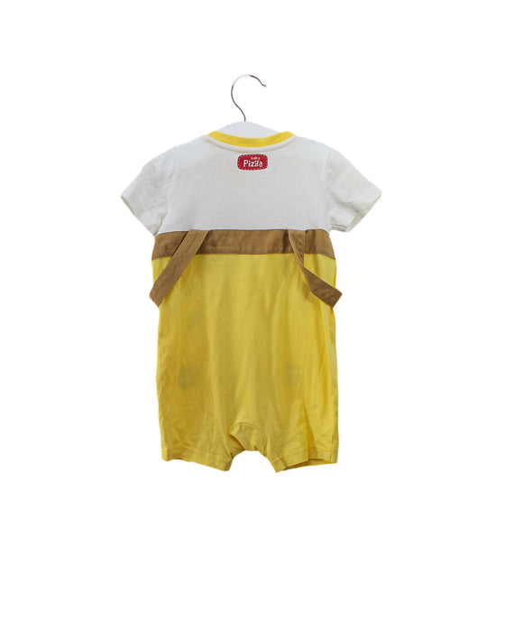 A Yellow Short Sleeve Rompers from Mides in size 6-12M for boy. (Back View)