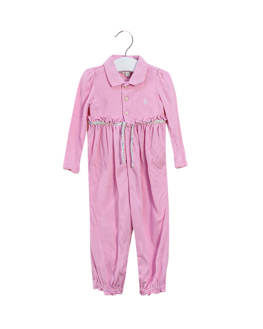 A Pink Long Sleeve Jumpsuits from Ralph Lauren in size 6-12M for girl. (Front View)