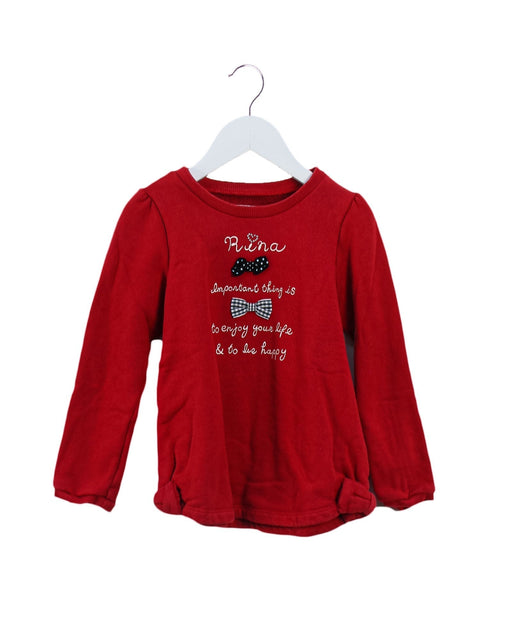 A Red Crewneck Sweatshirts from Miki House in size 4T for girl. (Front View)
