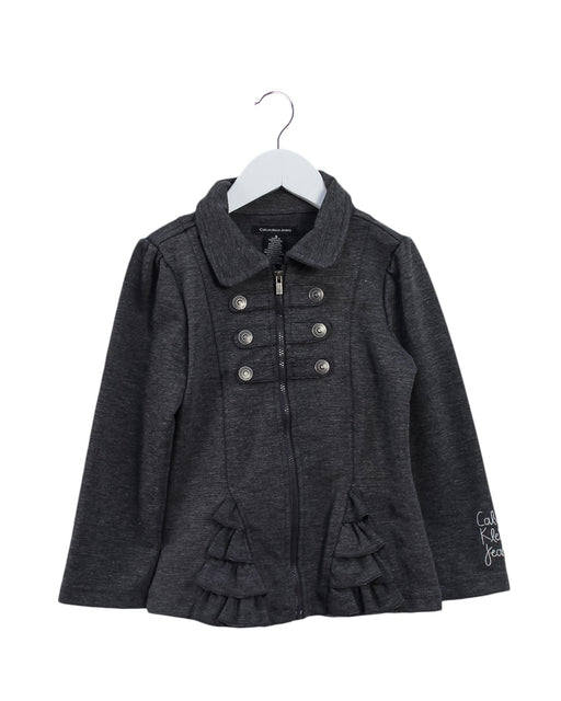 A Grey Lightweight Jackets from Calvin Klein in size 5T for girl. (Front View)