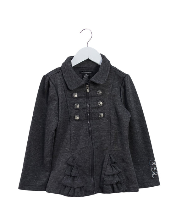 A Grey Lightweight Jackets from Calvin Klein in size 5T for girl. (Front View)