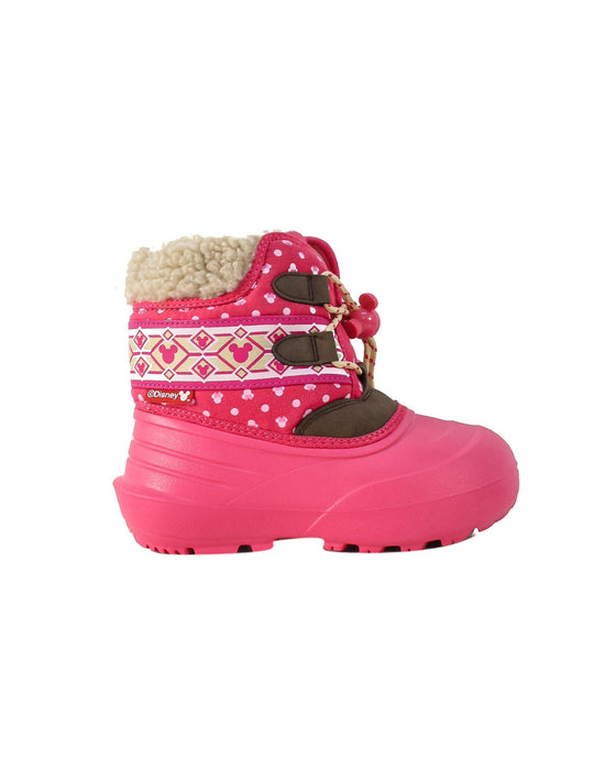 A Pink Winter Boots from Moonstar in size 5T for girl. (Back View)