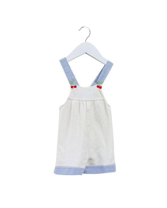 A Ivory Overall Shorts from Absorba in size 6-12M for girl. (Front View)
