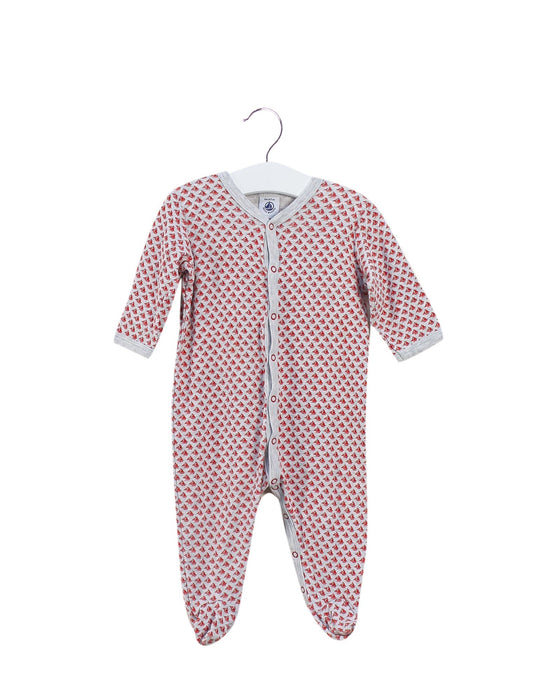 A Grey Onesies from Petit Bateau in size 3-6M for neutral. (Front View)