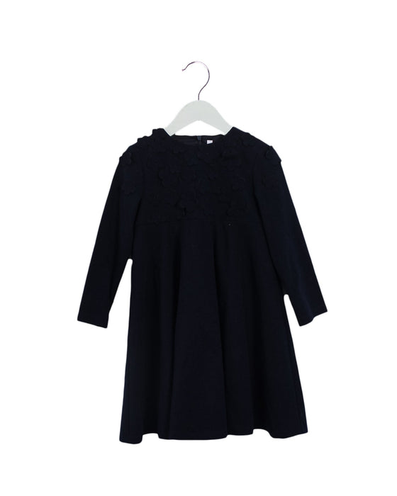 A Navy Long Sleeve Dresses from Il Gufo in size 5T for girl. (Front View)