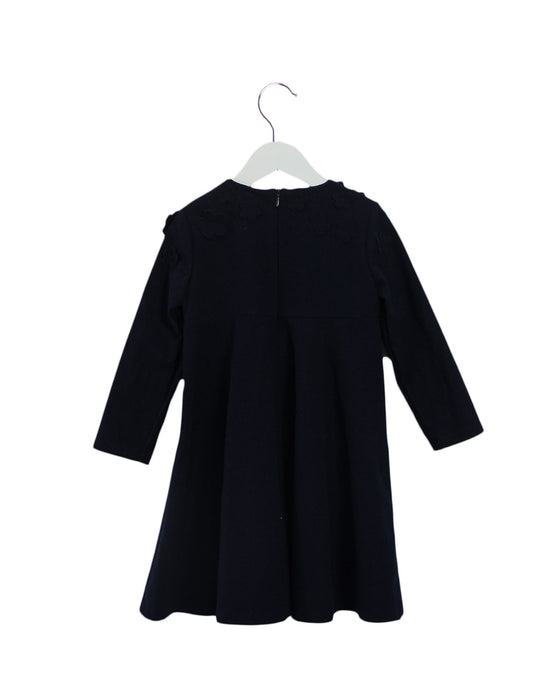 A Navy Long Sleeve Dresses from Il Gufo in size 5T for girl. (Back View)