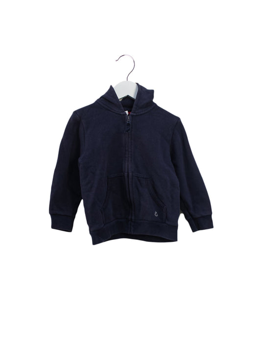 A Navy Zippered Sweatshirts from Petit Bateau in size 3T for neutral. (Front View)
