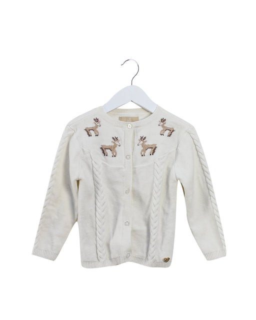 A White Cardigans from Chickeeduck in size 4T for girl. (Front View)