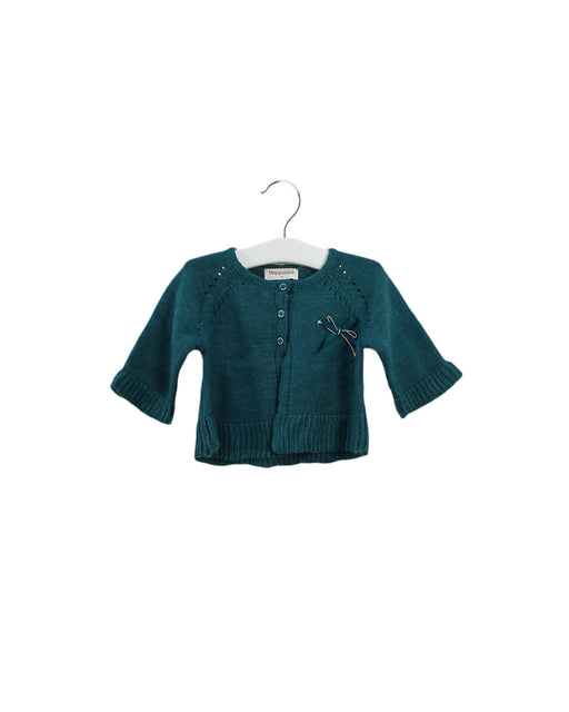 A Green Cardigans from Organic Mom in size 12-18M for girl. (Front View)