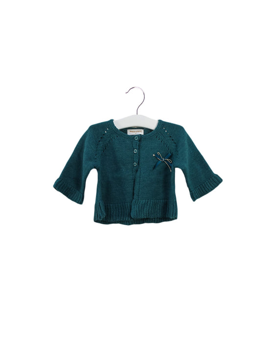 A Green Cardigans from Organic Mom in size 12-18M for girl. (Front View)