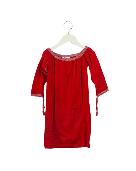 A Red Long Sleeve Dresses from Excuse My French in size 6T for girl. (Front View)